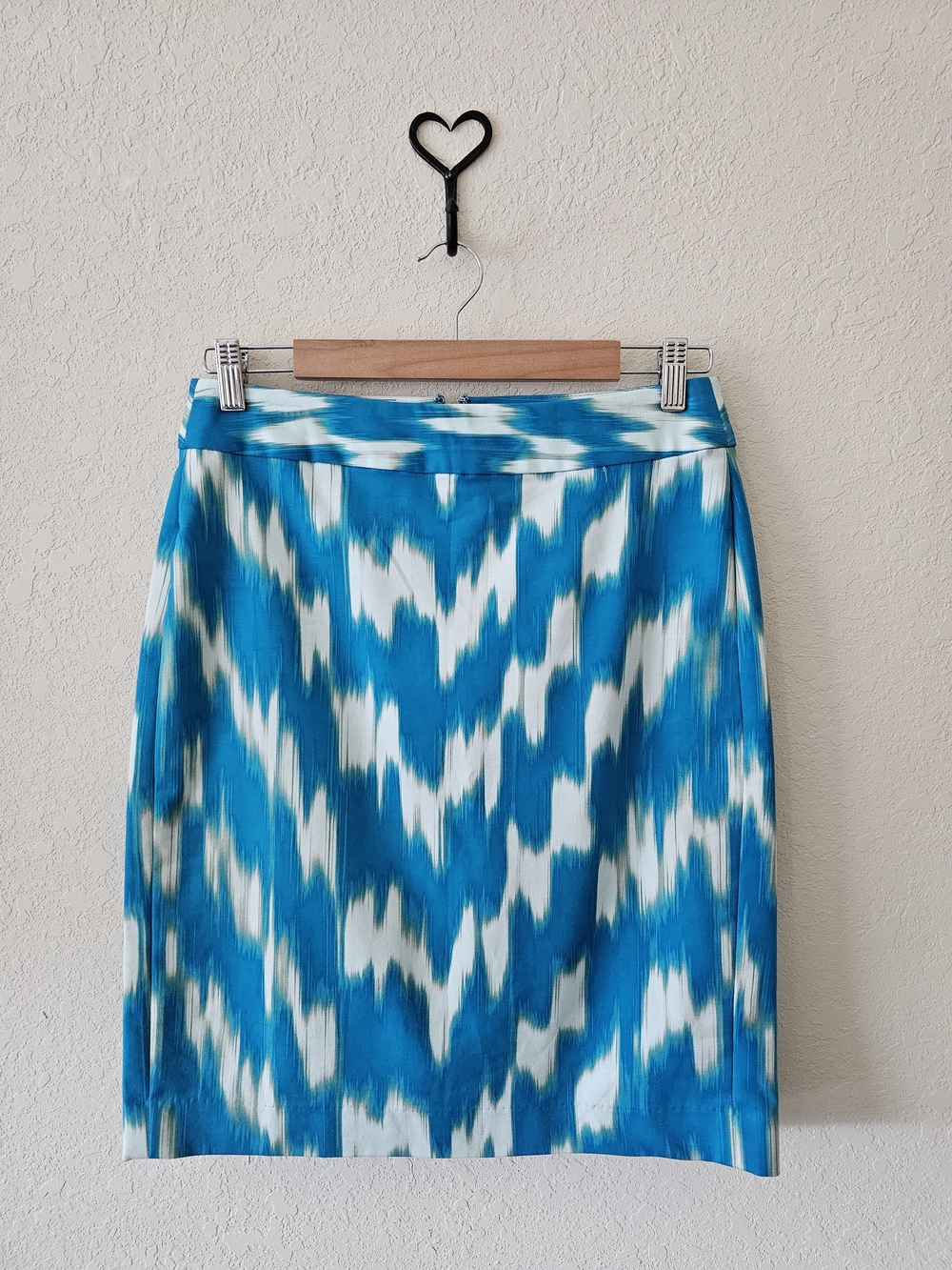 Banana Republic Teal & White Printed Pencil Skirt